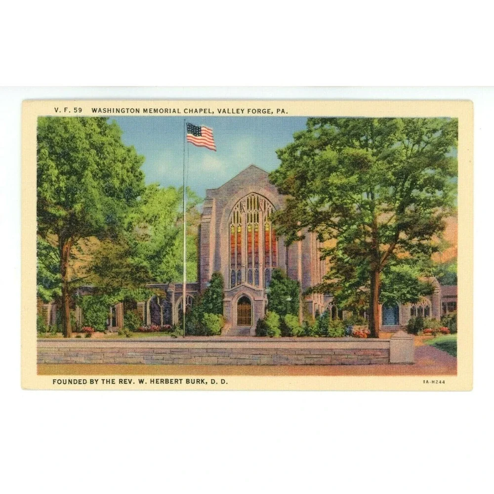 Vintage Postcard Valley Forge Pennsylvania Washington Memorial‎ Chapel Curteich
